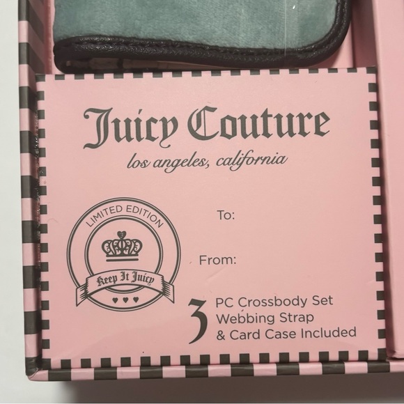 Juicy Couture Gift Set Cool Blue Heritage Slim Camera Bag & Envelope Card Case - Picture 14 of 15